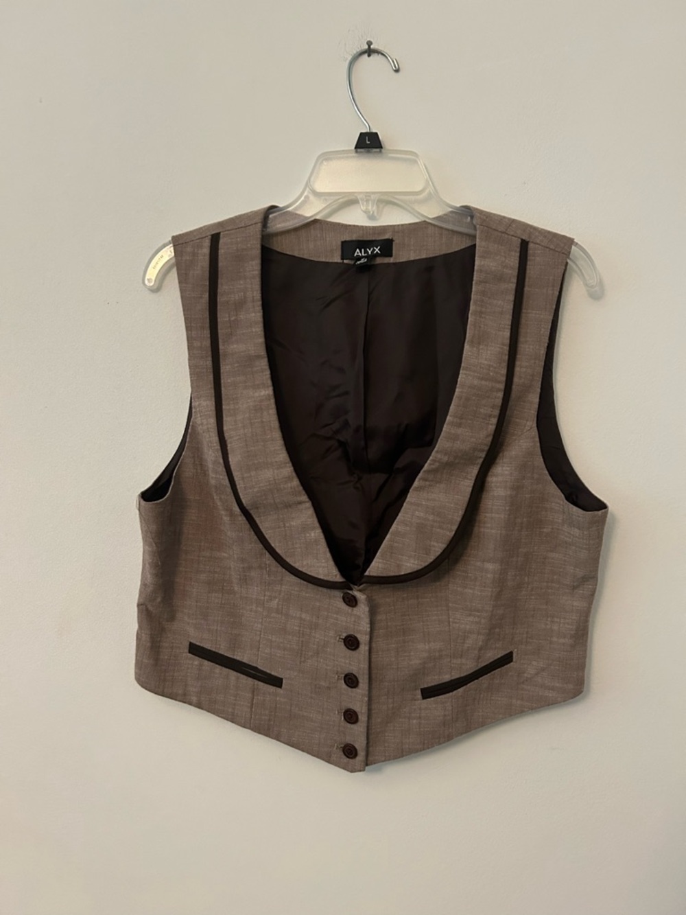 Alyx Brown Linen-Blend Jacket Vest with Black Lining